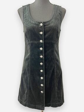 Vintage 90s Grunge Y2K GAP Black Velvet Vest Dress Whimsygoth Witchy Alternative